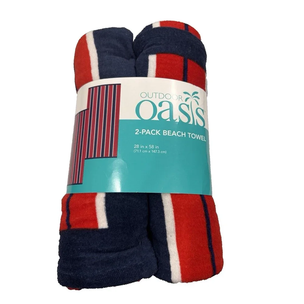 Oasis Outdoor 2-Pack Beach Towel 28 in x 58 in Multi Color